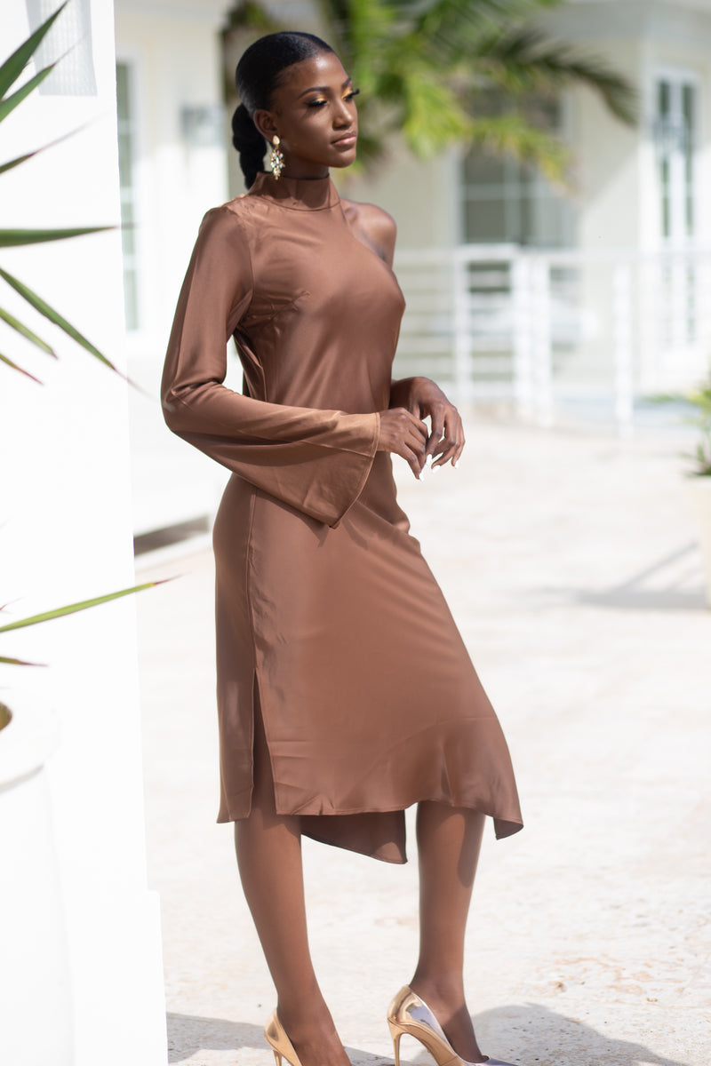 Brown one shoulder dress - Victoria + Boss 