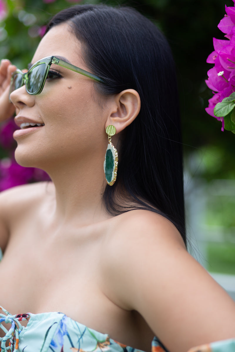 Green marble earrings - Victoria + Boss 