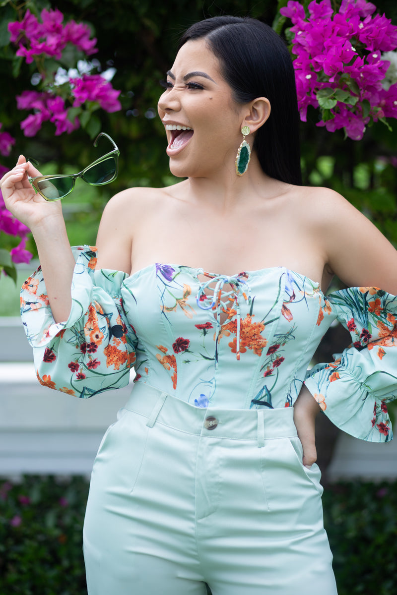 Cold Shoulder floral  blouse - Victoria + Boss 