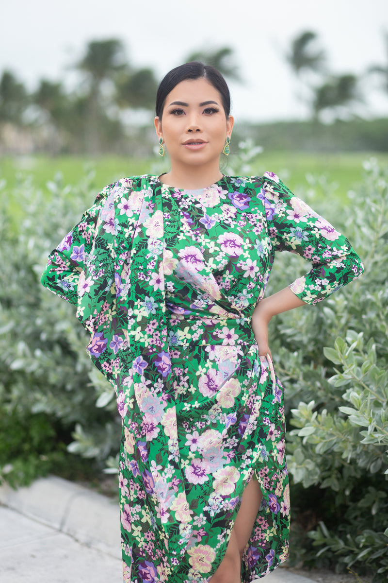 Green floral sash dress - Victoria + Boss 