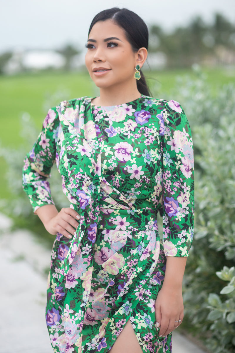 Green floral sash dress - Victoria + Boss 