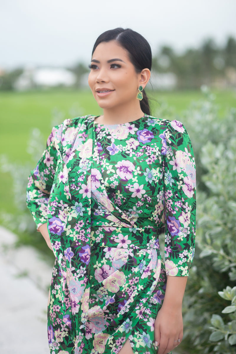 Green floral sash dress - Victoria + Boss 